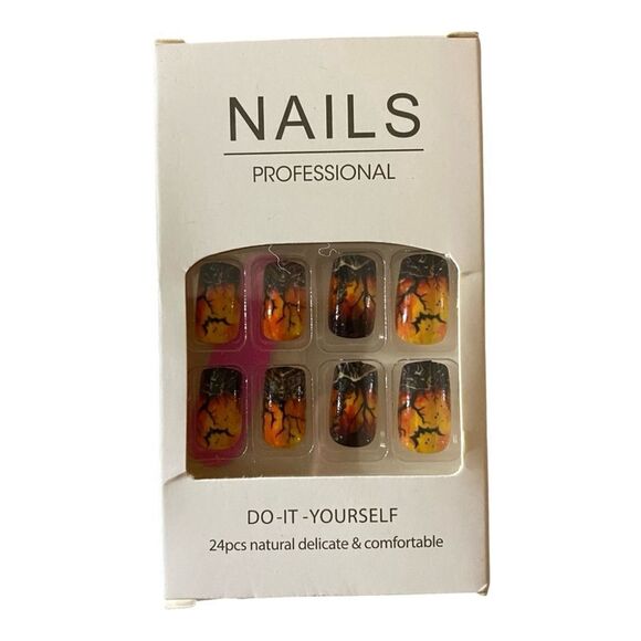 Halloween Bats Press On Nails Medium Square Gel Set of 24 - Picture 3 of 8